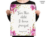 Samuel Prayer Print, Beautiful Wall Art with Frame and Canvas options available Catholic Decor