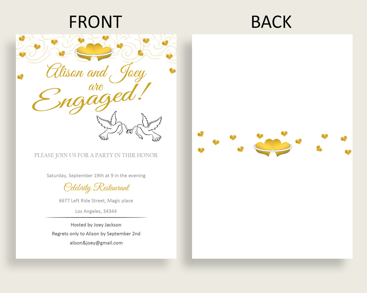 Engagement Invitation Bridal Shower Engagement Invitation Gold Hearts Bridal Shower Engagement Invitation Bridal Shower Gold Hearts 6GQOT