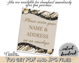 Write Your Name And Address Sign in Seashells And Pearls Bridal Shower Brown And Beige Theme, envelope card, party plan, prints - 65924 - Digital Product