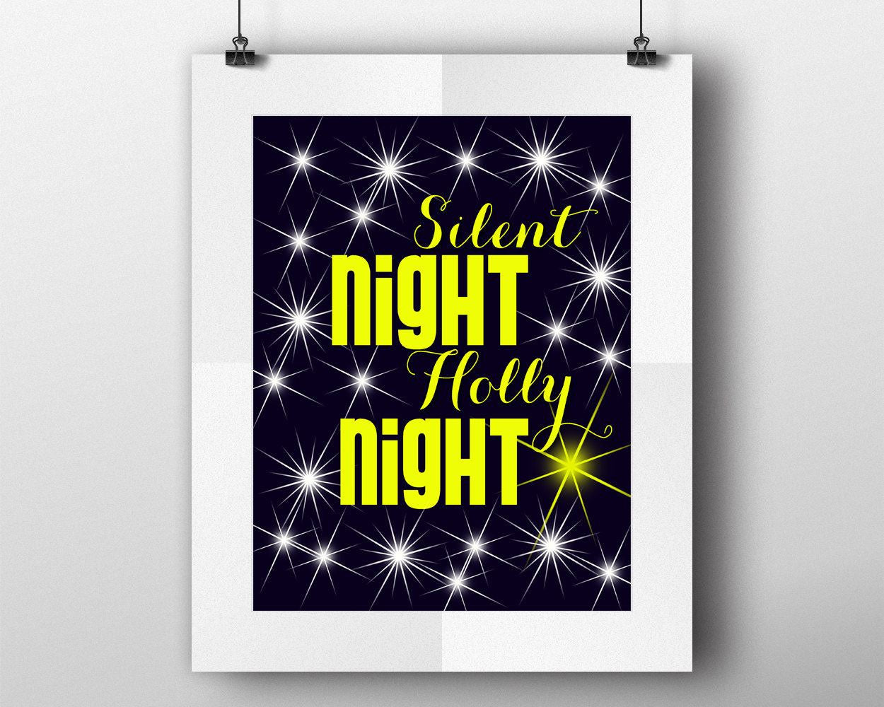 Wall Art Silent Night Holly Night Digital Print Silent Night Holly Night Poster Art Silent Night Holly Night Wall Art Print Silent Night - Digital Download