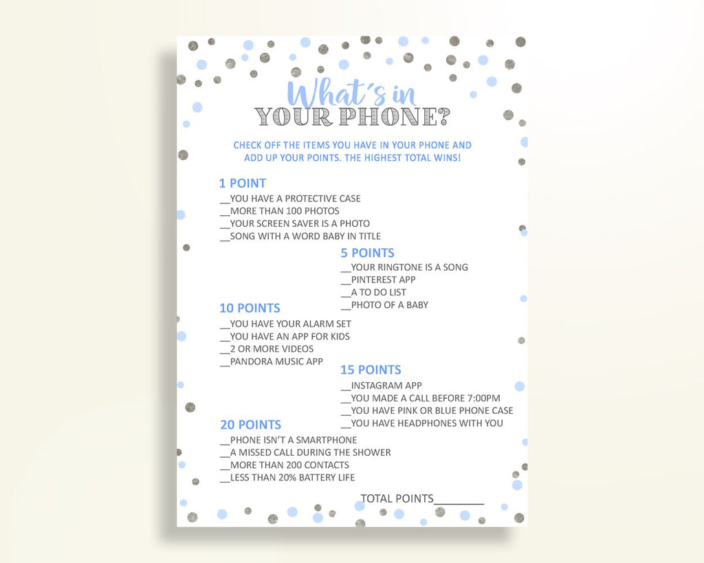 What's In Your Phone Baby Shower What's In Your Phone Blue And Silver Baby Shower What's In Your Phone Blue Silver Baby Shower Blue OV5UG - Digital Product