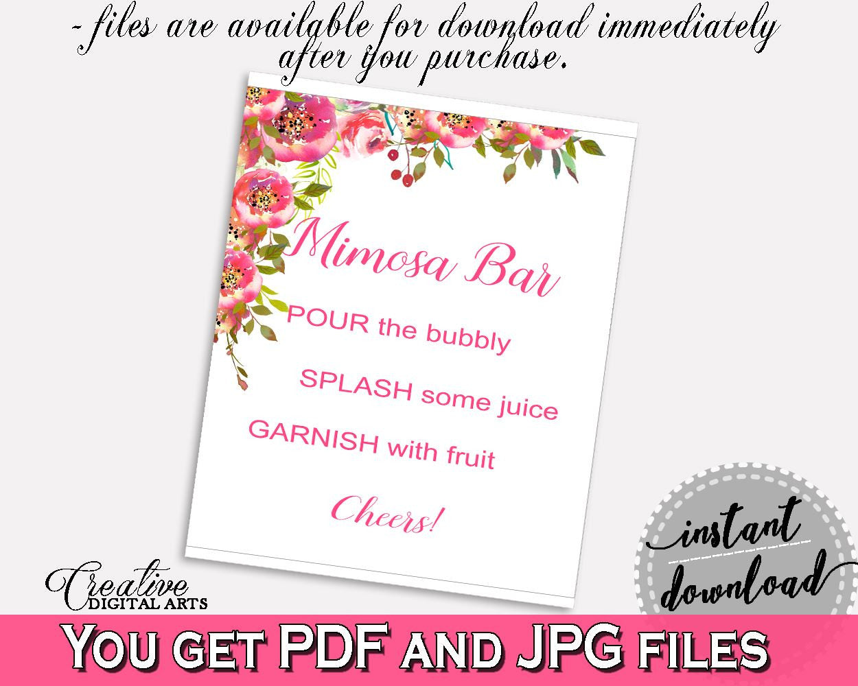 Mimosa Bar Sign Bridal Shower Mimosa Bar Sign Spring Flowers Bridal Shower Mimosa Bar Sign Bridal Shower Spring Flowers Mimosa Bar UY5IG - Digital Product