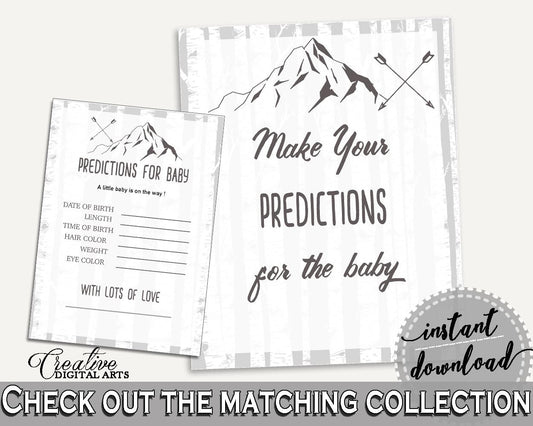 Baby Predictions Baby Shower Baby Predictions Adventure Mountain Baby Shower Baby Predictions Gray White Baby Shower Adventure S67CJ - Digital Product