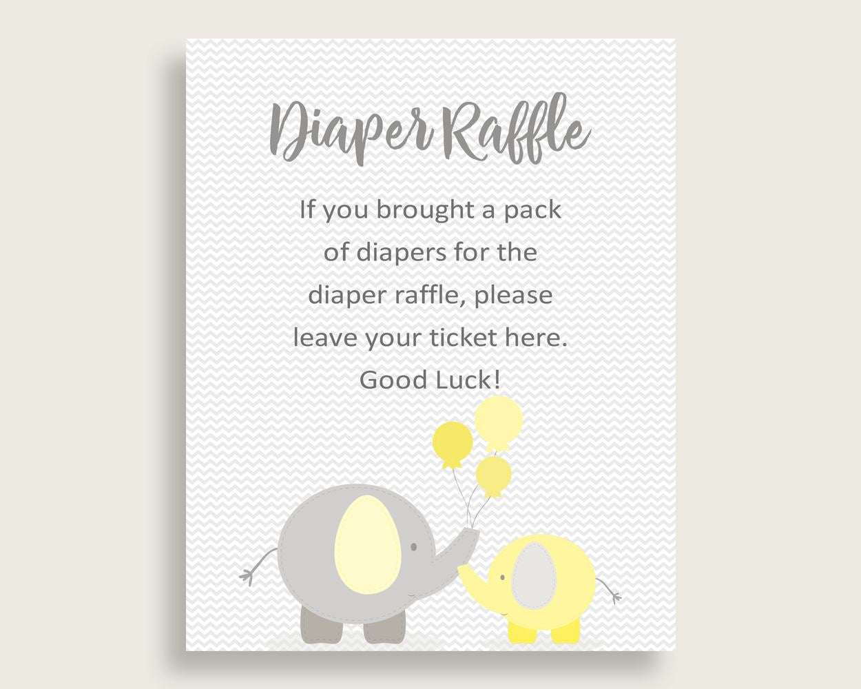 Diaper Raffle Baby Shower Diaper Raffle Yellow Baby Shower Diaper Raffle Baby Shower Elephant Diaper Raffle Yellow Gray party décor W6ZPZ