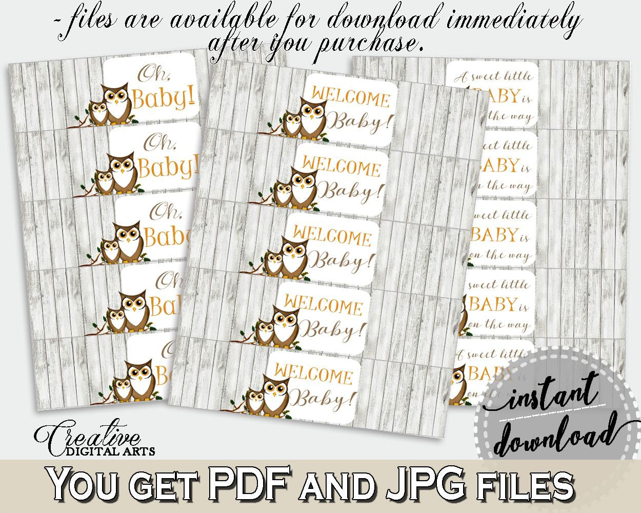 Bottle Labels Baby Shower Bottle Labels Owl Baby Shower Bottle Labels Baby Shower Owl Bottle Labels Gray Brown party organising - 9PUAC - Digital Product