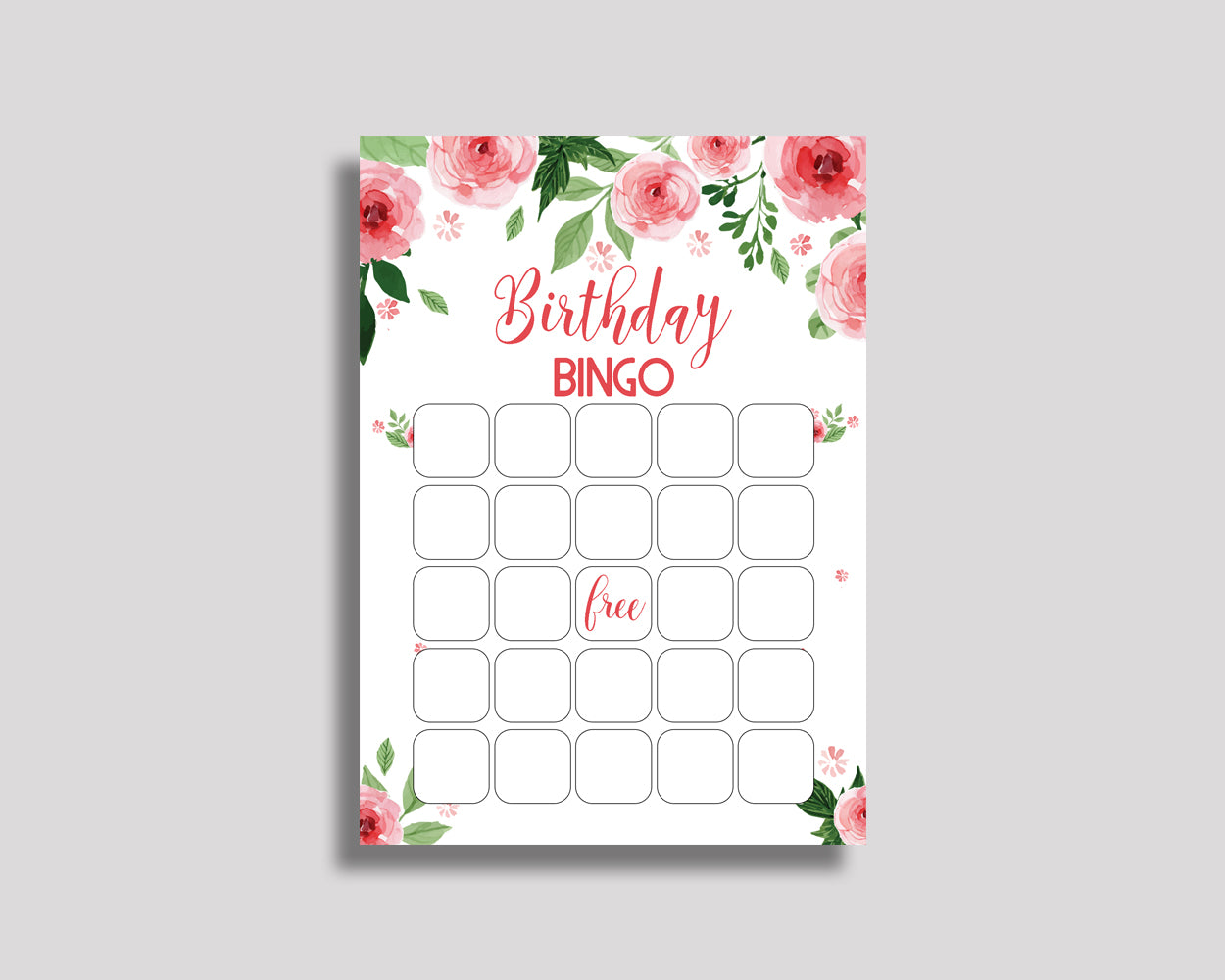 Watercolor Flowers Bingo Cards Watercolor Flowers Birthday Game Watercolor Flowers Bingo Prefilled Pink Green Birthday Bingo Girl SLEPQ