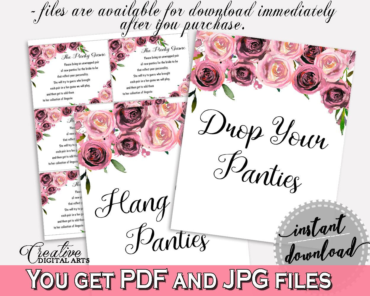 Drop Your Panties Bridal Shower Drop Your Panties Floral Bridal Shower Drop Your Panties Bridal Shower Floral Drop Your Panties Pink BQ24C - Digital Product