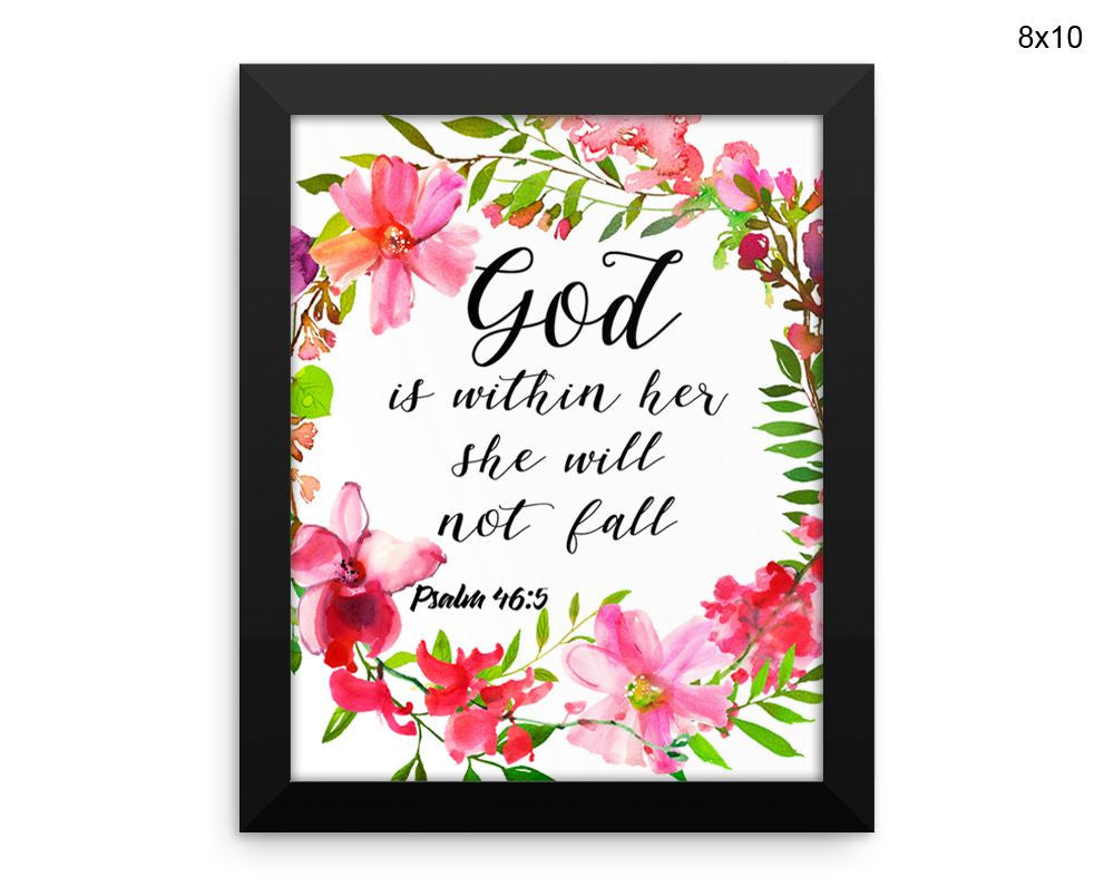 God Is Within Her She Will Not Fall Print, Beautiful Wall Art with Frame and Canvas options