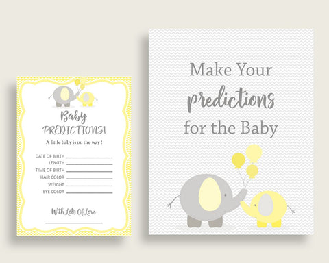 Baby Predictions Baby Shower Baby Predictions Yellow Baby Shower Baby Predictions Baby Shower Elephant Baby Predictions Yellow Gray W6ZPZ