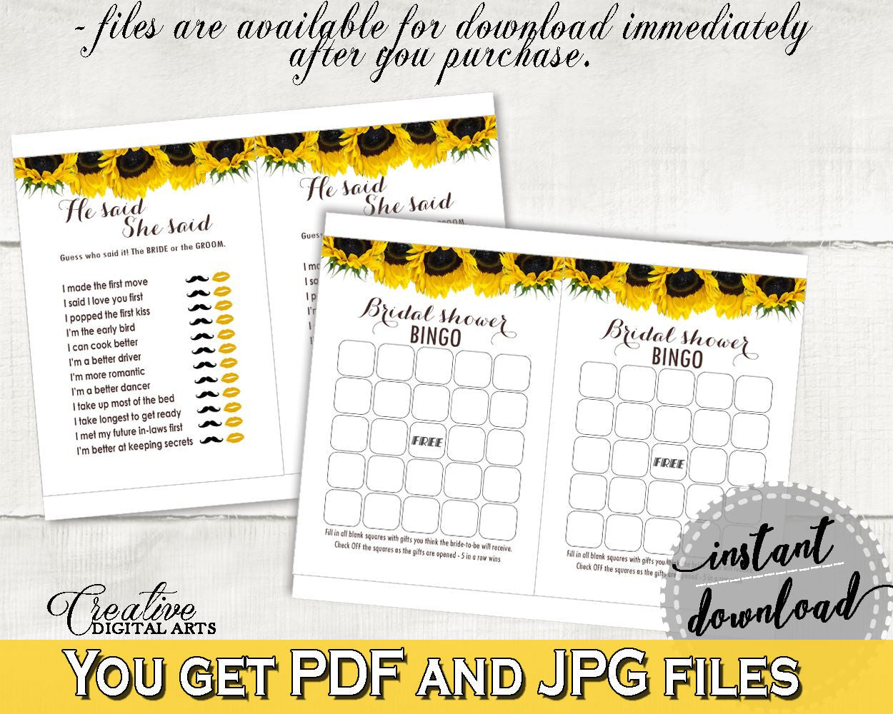 Games Bridal Shower Games Sunflower Bridal Shower Games Bridal Shower Sunflower Games Yellow White printables, prints, digital print SSNP1 - Digital Product