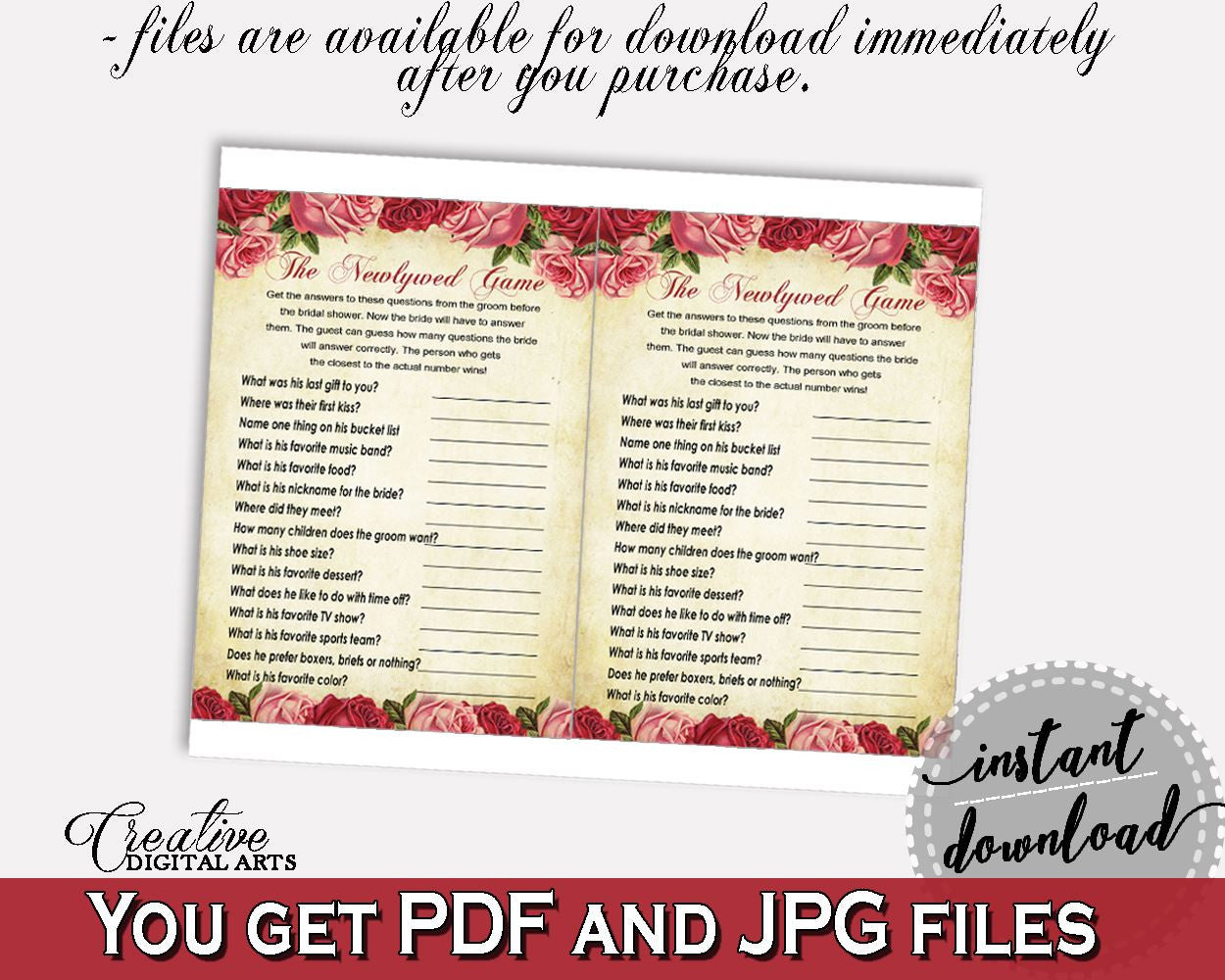 The Newlywed Game Bridal Shower The Newlywed Game Vintage Bridal Shower The Newlywed Game Bridal Shower Vintage The Newlywed Game Red XBJK2 - Digital Product