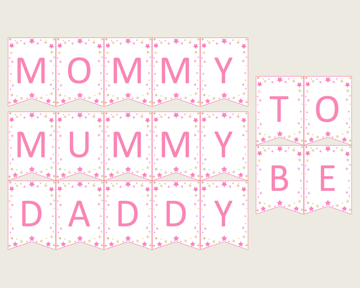 Twinkle Star Baby Shower Chair Banner Printable, Pink Gold Chair Banner, Girl Shower, Mama To Be, Mommy, Dad Mom To Be, Instant bsg01