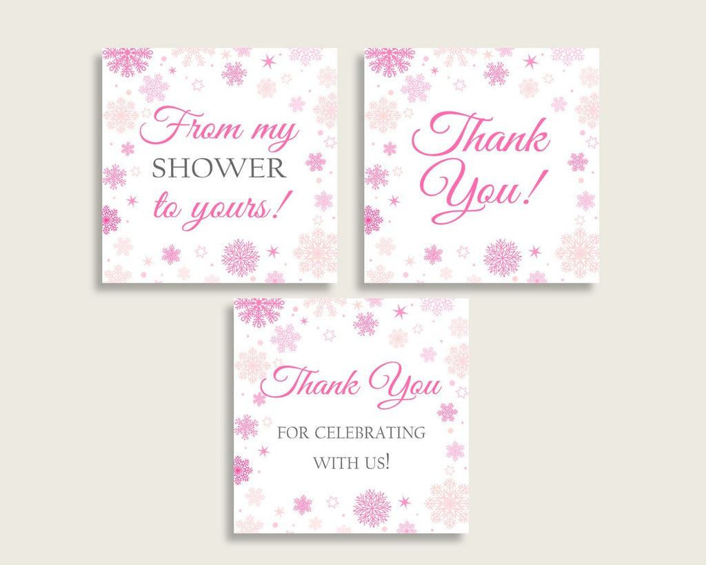 Thank You Tags Baby Shower Thank You Tags Winter Baby Shower Thank You Tags Baby Shower Girl Thank You Tags Pink White party ideas 74RVX - Digital Product