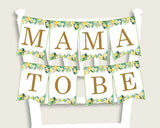 Tropical Baby Shower Chair Banner Printable, Green Yellow Chair Banner, Gender Neutral Shower, Mama To Be, Mommy, Dad Mom To Be 4N0VK