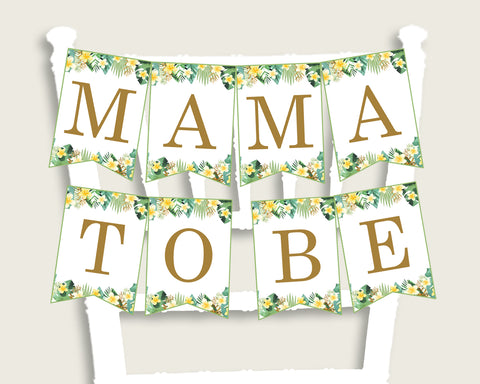 Tropical Baby Shower Chair Banner Printable, Green Yellow Chair Banner, Gender Neutral Shower, Mama To Be, Mommy, Dad Mom To Be 4N0VK
