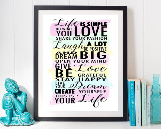 Wall Art Life Digital Print Life Poster Art Life Wall Art Print Life Inspiring Art Life Inspiring Print Life Wall Decor Life live your life - Digital Download