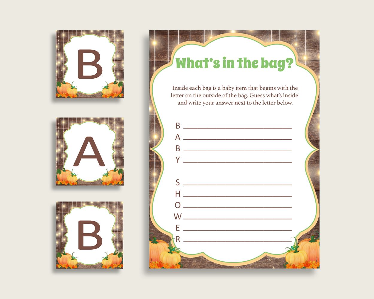 What's In The Bag Baby Shower What's In The Bag Autumn Baby Shower What's In The Bag Baby Shower Autumn What's In The Bag Brown Orange 0QDR3 - Digital Product