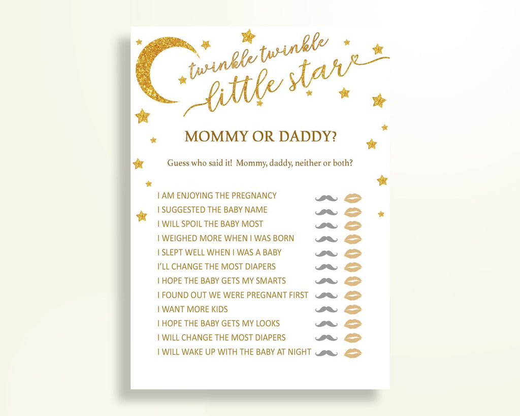 Mommy Or Daddy Baby Shower Mommy Or Daddy Stars Baby Shower Mommy Or Daddy Baby Shower Stars Mommy Or Daddy Gold White digital print RKA6V - Digital Product