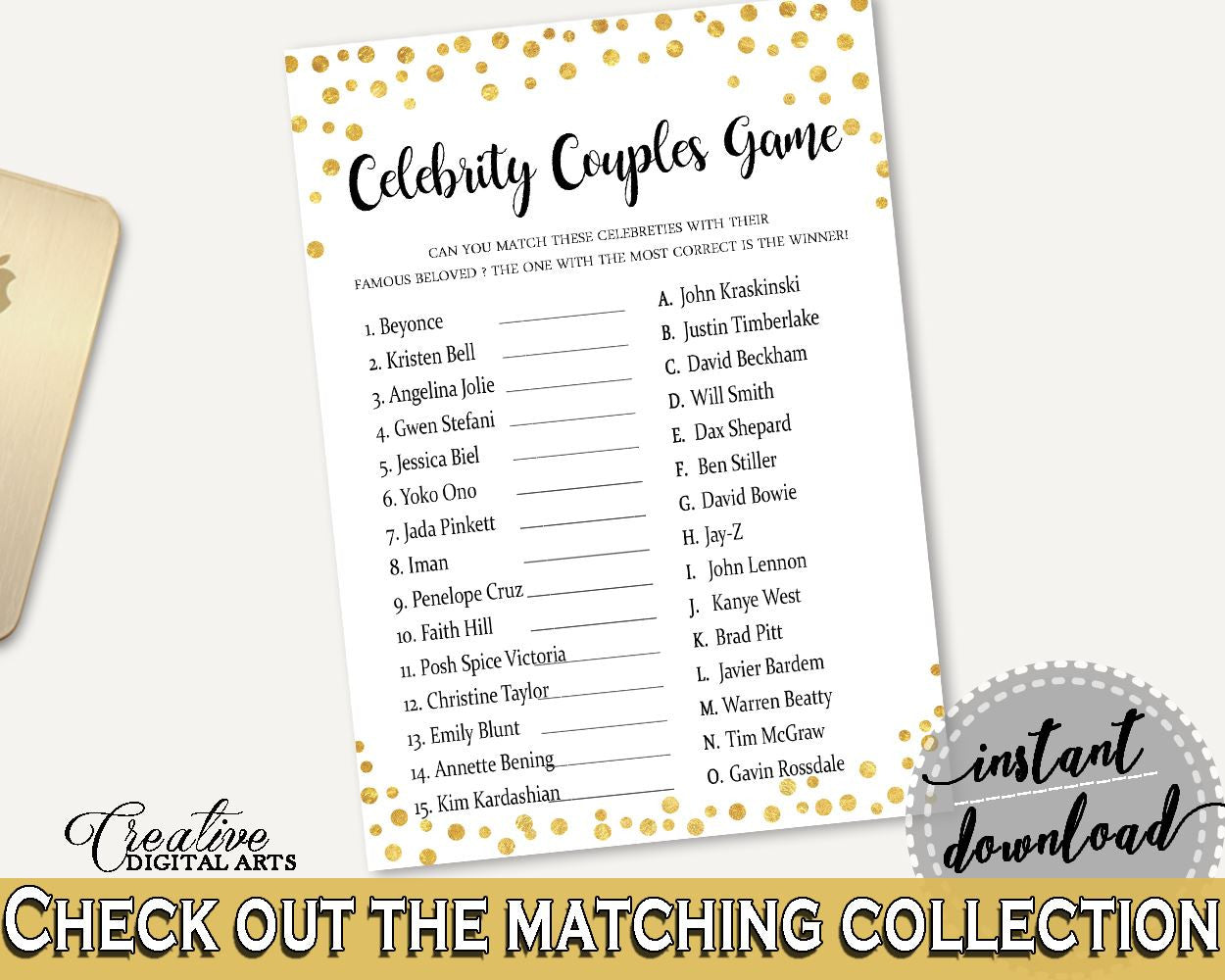 Celebrity Couples Bridal Shower Celebrity Couples Confetti Bridal Shower Celebrity Couples Bridal Shower Confetti Celebrity Couples CZXE5 - Digital Product