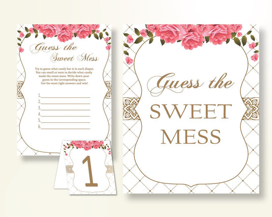 Sweet Mess Baby Shower Sweet Mess Roses Baby Shower Sweet Mess Baby Shower Roses Sweet Mess Pink White shower celebration pdf jpg U3FPX - Digital Product