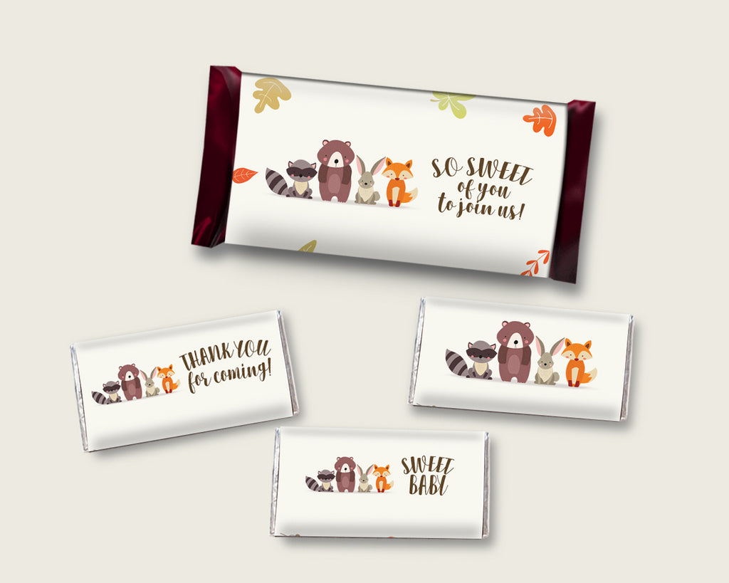 Woodland Hershey Candy Bar Wrapper Printable, Brown Beige Chocolate Bar Wrappers, Gender Neutral Shower Candy Labels, Instant w0001