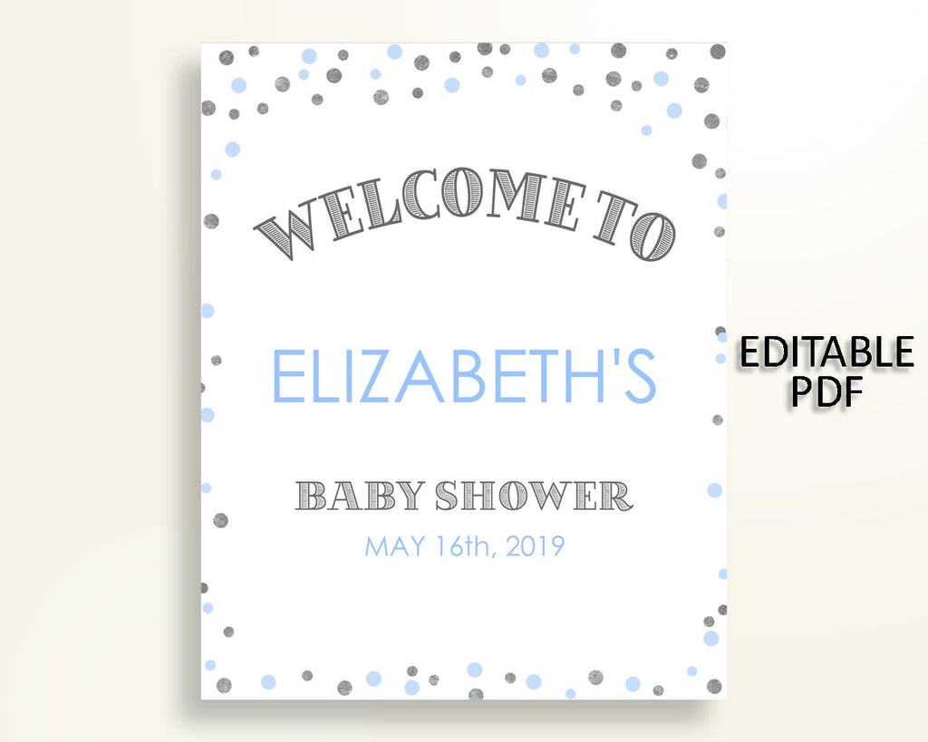 Welcome Sign Baby Shower Welcome Sign Blue And Silver Baby Shower Welcome Sign Blue Silver Baby Shower Blue And Silver Welcome Sign OV5UG - Digital Product