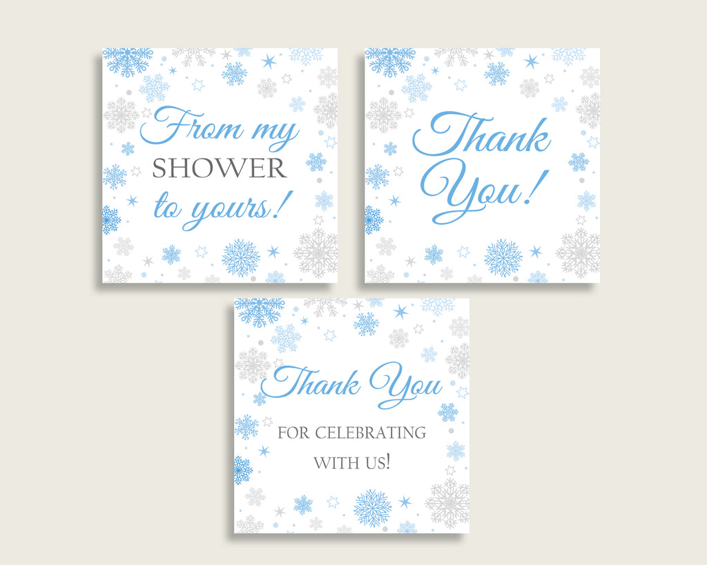 Thank You Tags Baby Shower Thank You Tags Snowflake Baby Shower Thank You Tags Blue Gray Baby Shower Snowflake Thank You Tags prints NL77H