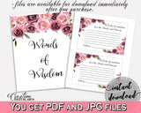 Words Of Wisdom Bridal Shower Words Of Wisdom Floral Bridal Shower Words Of Wisdom Bridal Shower Floral Words Of Wisdom Pink Purple - BQ24C - Digital Product