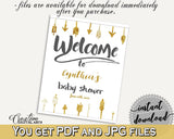 Welcome Sign Baby Shower Welcome Sign Gold Arrows Baby Shower Welcome Sign Baby Shower Gold Arrows Welcome Sign Gold White - I60OO - Digital Product