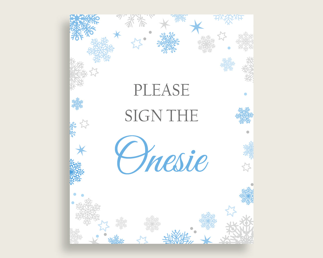 Sign The Onesie Baby Shower Design A Onesie Snowflake Baby Shower Sign The Onesie Blue Gray Baby Shower Snowflake Design A Onesie NL77H