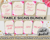 Table Signs Bundle in Roses On Wood Bridal Shower Pink And Beige Theme, reserved sign, beige bridal shower, shower celebration - B9MAI - Digital Product