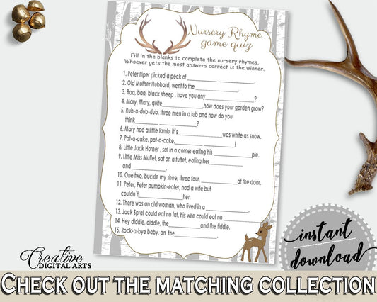 Nursery Rhyme Quiz Baby Shower Nursery Rhyme Quiz Deer Baby Shower Nursery Rhyme Quiz Baby Shower Deer Nursery Rhyme Quiz Gray Brown - Z20R3 - Digital Product