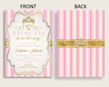 Royal Princess Baby Shower Invitations Printable, Digital Or Printed Invitation Baby Shower Girl, Editable Invitation Pink Gold Light rp002