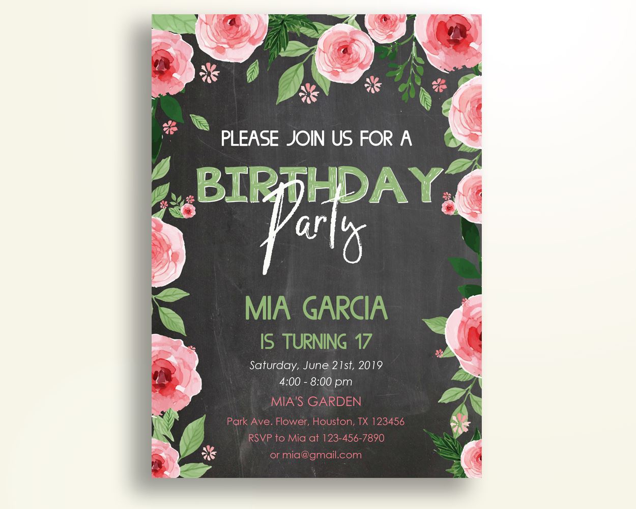 Watercolor Flowers Birthday Invitation Watercolor Flowers Birthday Party Invitation Watercolor Flowers Birthday Party Watercolor JRVAR - Digital Product