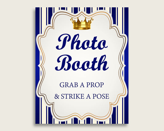 Royal Prince Photobooth Sign Printable, Boy Baby Shower Blue Gold Photo Booth, Royal Prince Selfie Station Sign, 8x10 16x20, Instant rp001