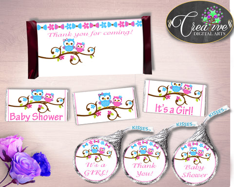 Candy Wrappers Baby Shower Hershey Wrappers Owl Baby Shower Candy Wrappers Baby Shower Owl Hershey Wrappers Pink Blue printables party owt01