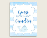 Blue White Candy Guessing Game, Whale Baby Shower Boy Sign And Cards, Guess How Many Candies, Candy Jar Game, Jelly Beans, Instant wbl01