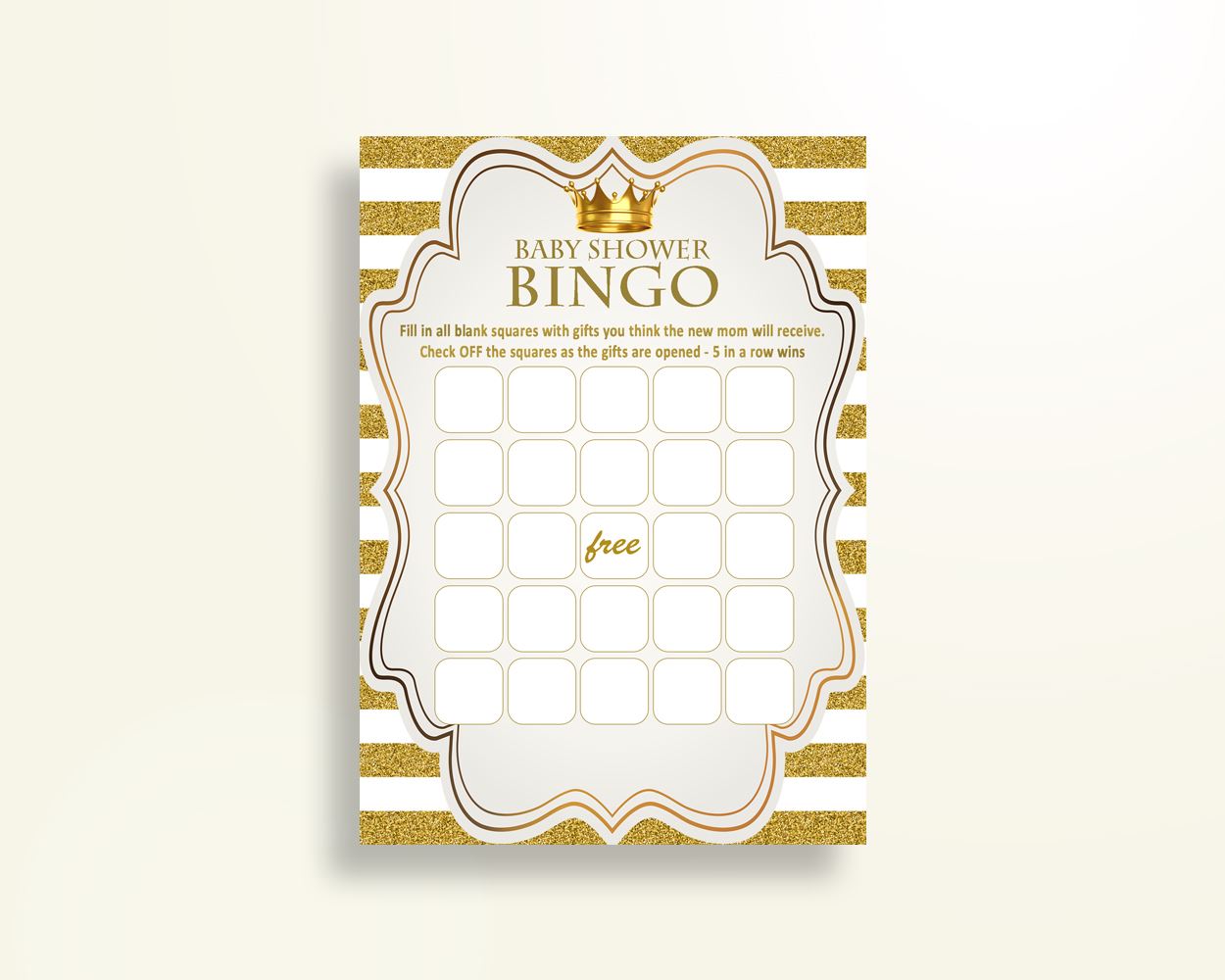 Bingo Baby Shower Bingo Royal Baby Shower Bingo Gold White Baby Shower Gold Bingo shower celebration paper supplies printable Y9MQF - Digital Product