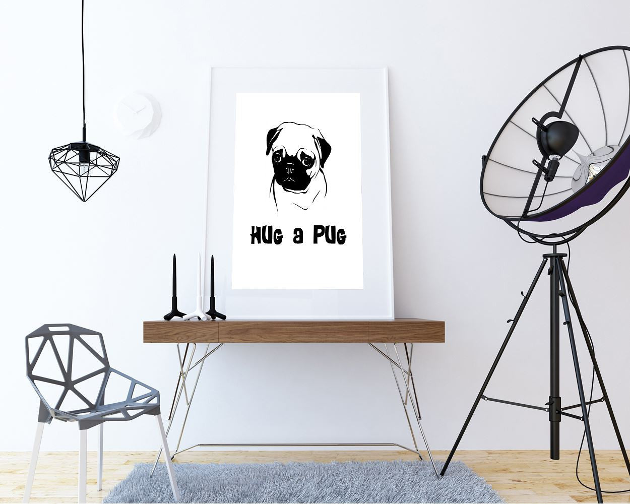 Wall Decor Pug Printable Pug Prints Pug Sign Pug Dog Art Pug Dog Print Pug Printable Art Pug hug a pug - Digital Download