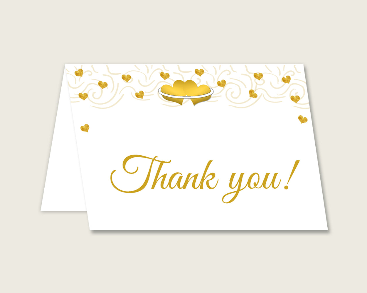 Thank You Card Bridal Shower Thank You Card Gold Hearts Bridal Shower Thank You Card Bridal Shower Gold Hearts Thank You Card White 6GQOT