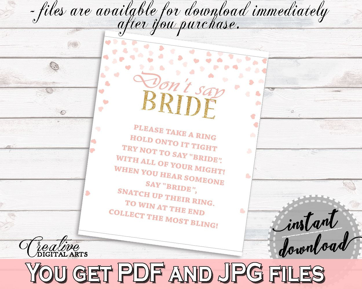 Don't Say Bride Bridal Shower Don't Say Bride Pink And Gold Bridal Shower Don't Say Bride Bridal Shower Pink And Gold Don't Say Bride XZCNH - Digital Product