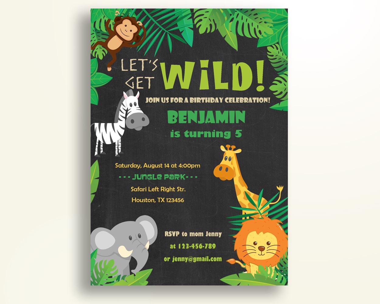 Safari Birthday Invitation Animals Birthday Party Invitation Safari Birthday Party Animals Invitation Boy Girl editable template 0644G - Digital Product