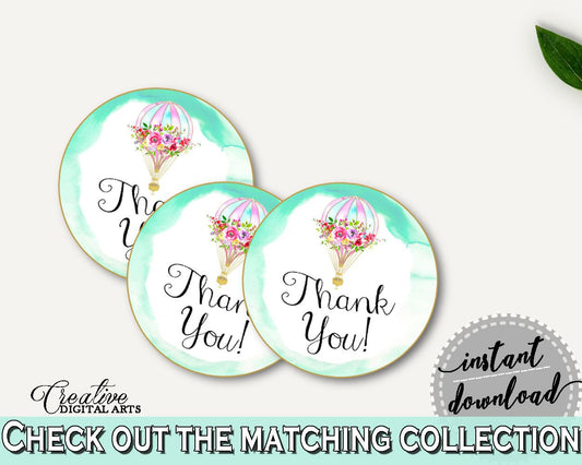 Round Tags Baby Shower Round Tags Hot Air Balloon Baby Shower Round Tags Baby Shower Hot Air Balloon Round Tags Green Pink CSXIS - Digital Product