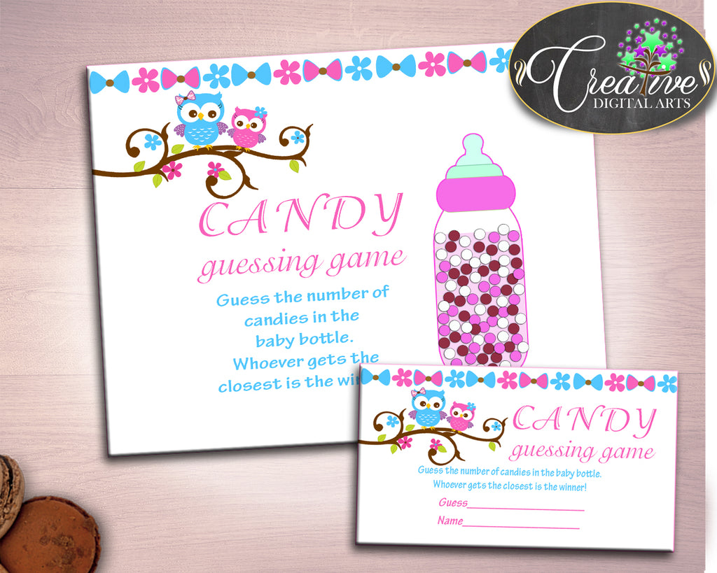Candy Guessing Baby Shower Candy Guessing Owl Baby Shower Candy Guessing Baby Shower Owl Candy Guessing Pink Blue party organising owt01