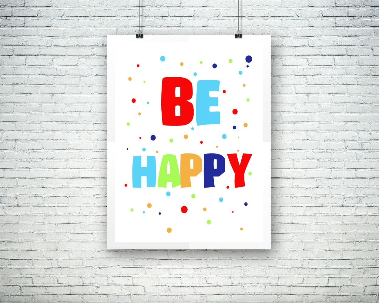 Wall Decor Happy Printable Colorful Prints Happy Sign Colorful Nursery Art Colorful Nursery Print Happy Printable Art Happy nursery decor - Digital Download