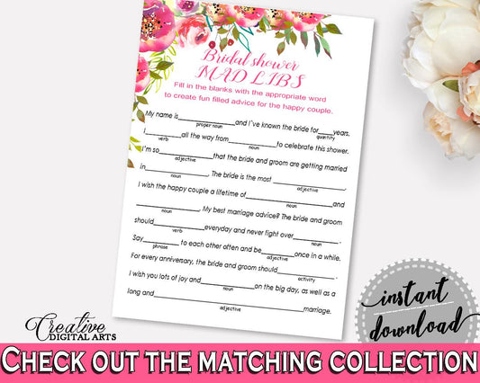 Mad Libs Bridal Shower Mad Libs Spring Flowers Bridal Shower Mad Libs Bridal Shower Spring Flowers Mad Libs Pink Green pdf jpg - UY5IG - Digital Product