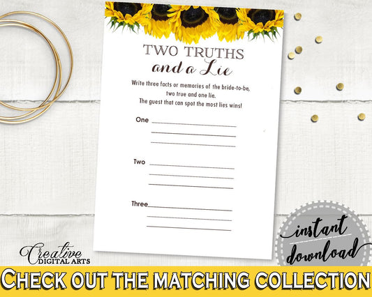Two Truths And A Lie Bridal Shower Two Truths And A Lie Sunflower Bridal Shower Two Truths And A Lie Bridal Shower Sunflower Two SSNP1 - Digital Product
