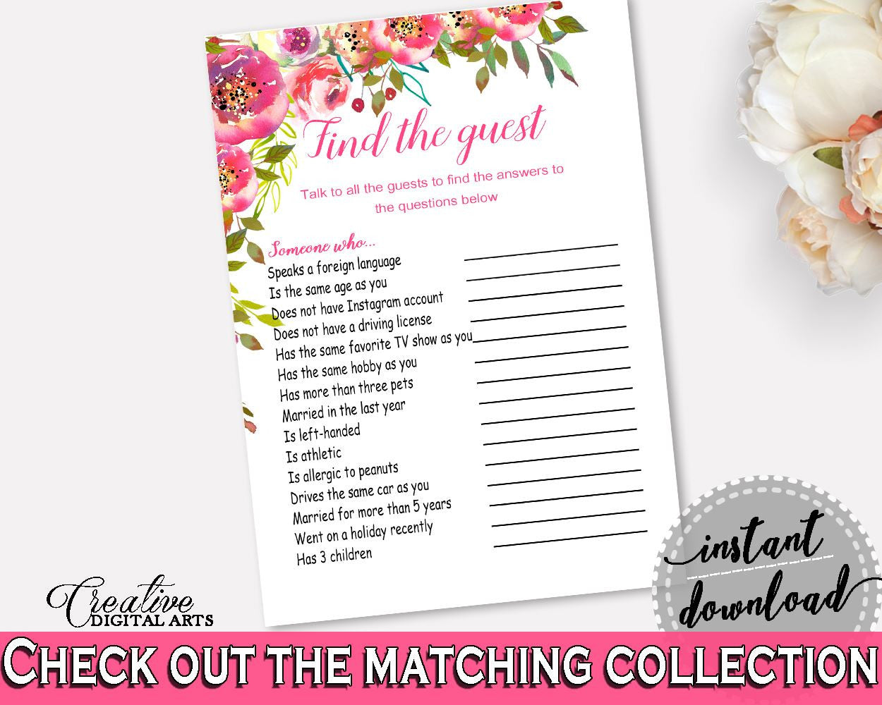 Find The Guest Bridal Shower Find The Guest Spring Flowers Bridal Shower Find The Guest Bridal Shower Spring Flowers Find The Guest UY5IG - Digital Product