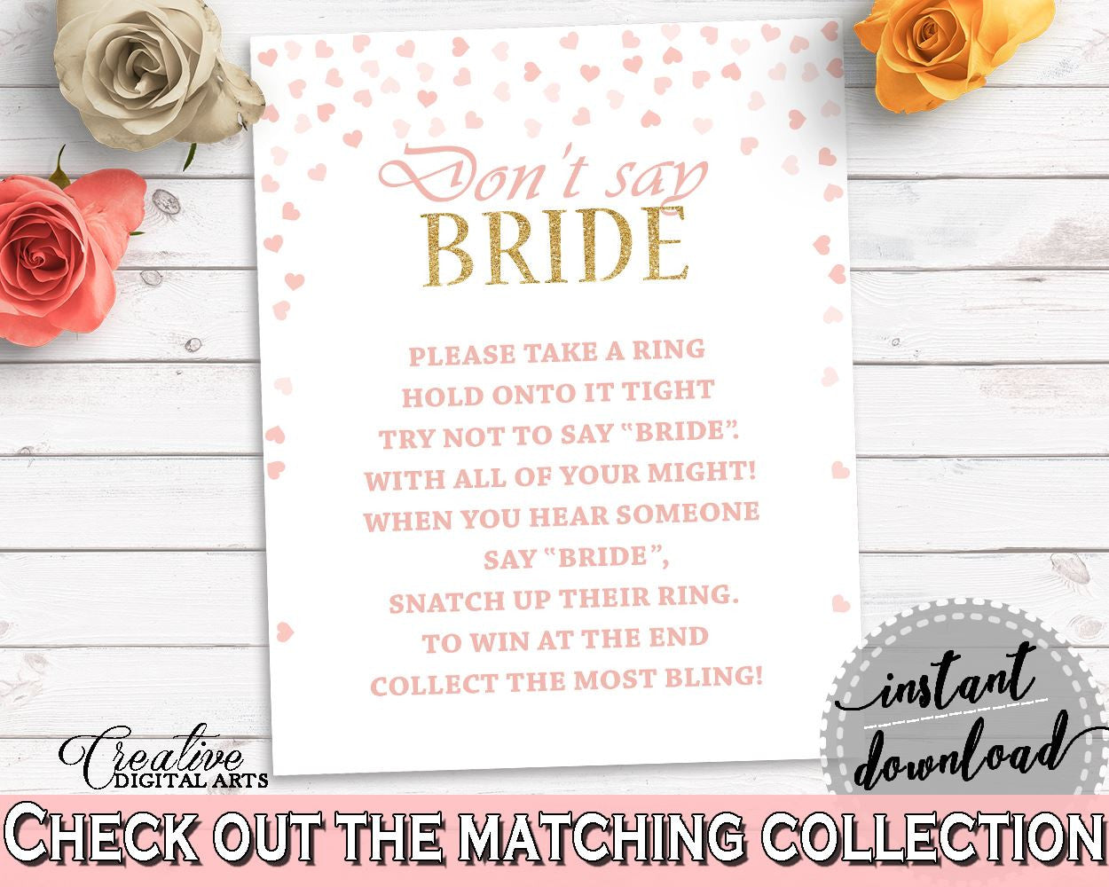 Don't Say Bride Bridal Shower Don't Say Bride Pink And Gold Bridal Shower Don't Say Bride Bridal Shower Pink And Gold Don't Say Bride XZCNH - Digital Product