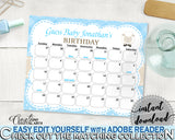 Little Lamb Baby Shower Boy GUESS BABY BIRTHDAY editable due date calendar baby shower printable, sheep due date, instant download - fa001